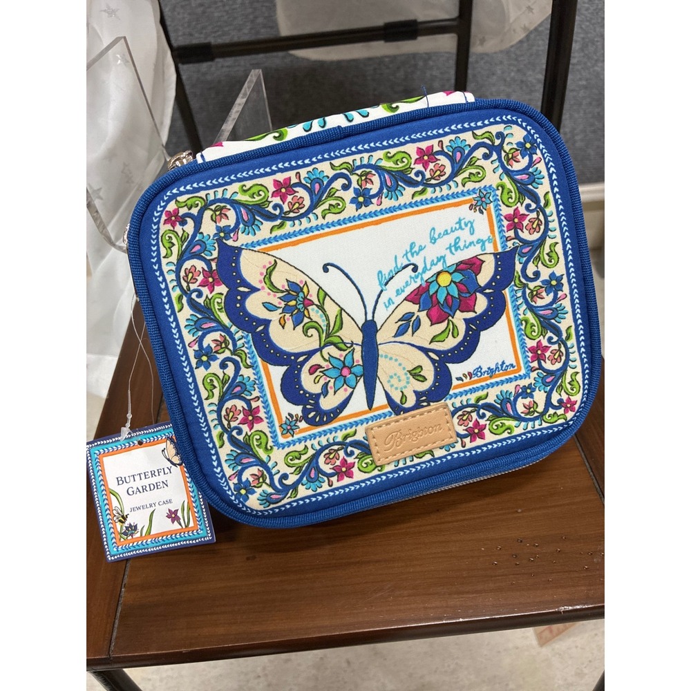 Brighton Butterfly Garden Jewelry Case Travel Organizer Blue Multi NWT